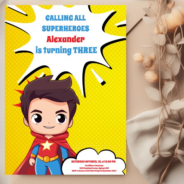 Convite de aniversário do super-herói (Criador carregado)