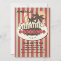 Convite de aniversário do surfista