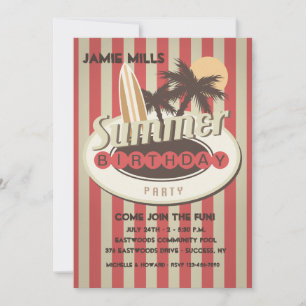 Convite de aniversário do surfista