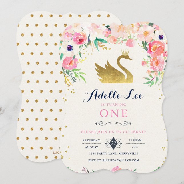 Convite de aniversário do Swan (Frente/Verso)