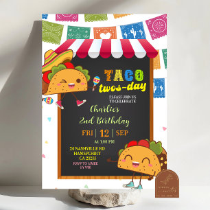 Convite de aniversário do Taco Twosday para crianç