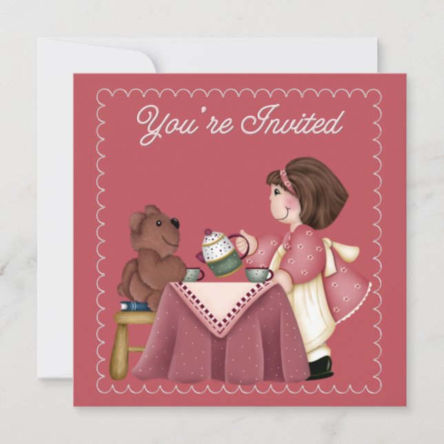 Convite de Aniversário do Tea Party (Frente)