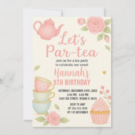 Convite de Aniversário do Tea Party com Floral