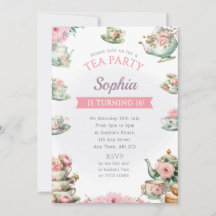 Convite de aniversário do Tea Party - Tarde - Chá