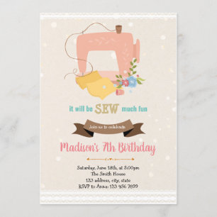 Convite de aniversário do tema Costura de Vintage