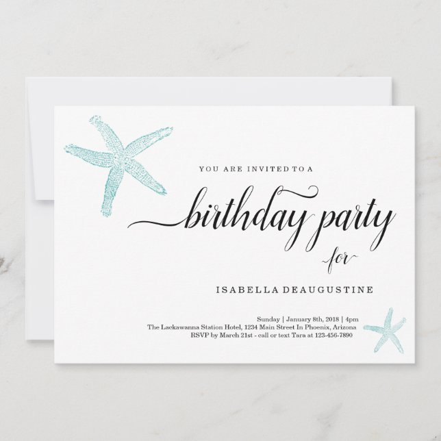 Convite de aniversário do tema da praia (Frente)