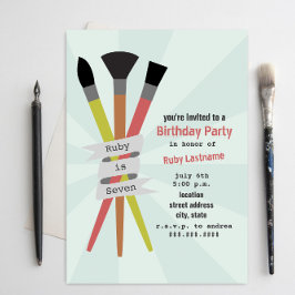 Convite de aniversário do Tema de Arte