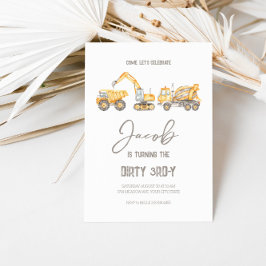 Convite de Aniversário do Tema de Construção Sujo