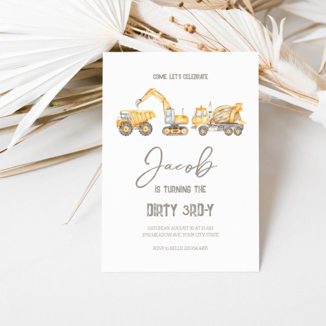 Convite de Aniversário do Tema de Construção Sujo  (Criador carregado)