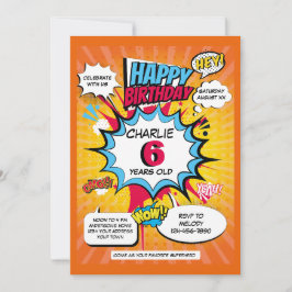 Convite de Aniversário do Tema do Super-Herói