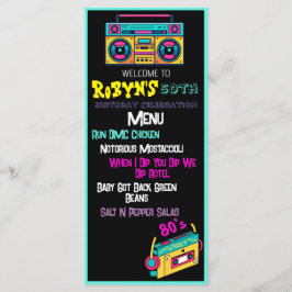 Convite de aniversário do tema dos anos 80 ou 90