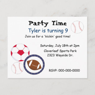 Convite de aniversário do tema dos esportes