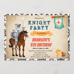 Convite de aniversário do tema Knight Prince