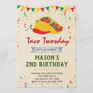 Convite de aniversário do tema Taco
