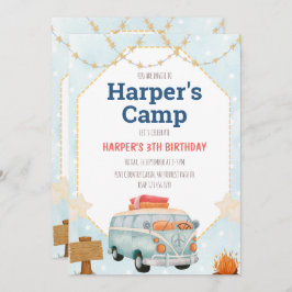 Convite de Aniversário do Tent Bonfire Boy