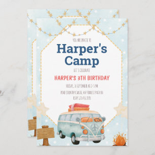 Convite de Aniversário do Tent Bonfire Boy