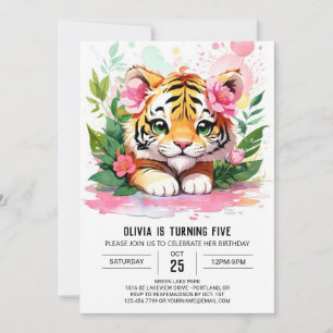 Convite de Aniversário do Tigre Personalizado da S