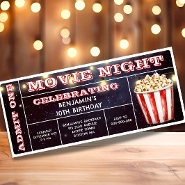 Convite de Aniversário do Tíquete Noturno do Filme