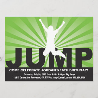 Convite de aniversário do trampolim para um menino