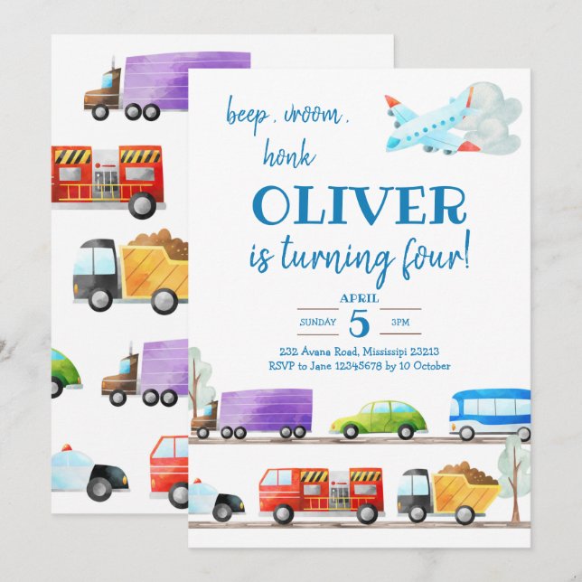 Convite de Aniversário do Transportboy (Frente/Verso)