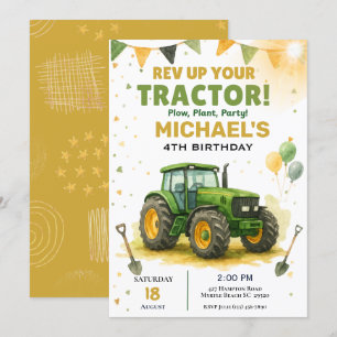 Convite de aniversário do trator