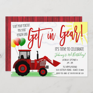 Convite de aniversário do trator