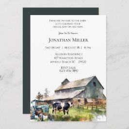 Convite de aniversário do Trator de Fazenda Vintag