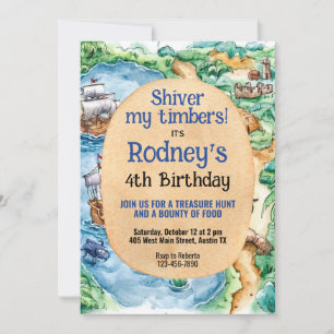 Convite de Aniversário do Treasure Hunt Pirate