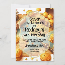 Convite de Aniversário do Treasure Hunt Pirate