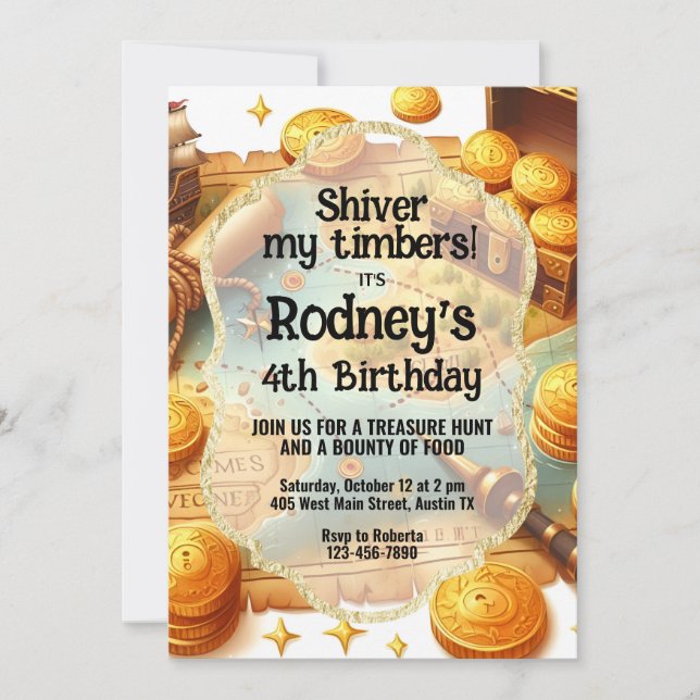 Convite de Aniversário do Treasure Hunt Pirate (Frente)