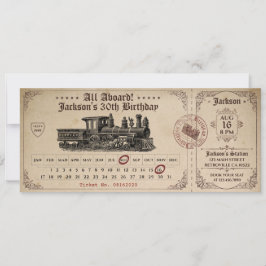 Convite de Aniversário do Trem de Vintage