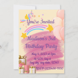 Convite de Aniversário do Unicórn