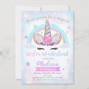 Convite de Aniversário do Unicórn da Wonderland Wi
