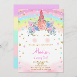 Convite de Aniversário do Unicórn Glitter