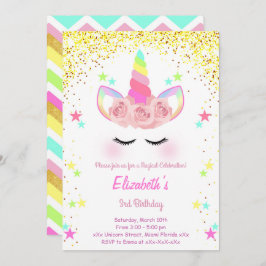 Convite de aniversário do Unicorn Glitter