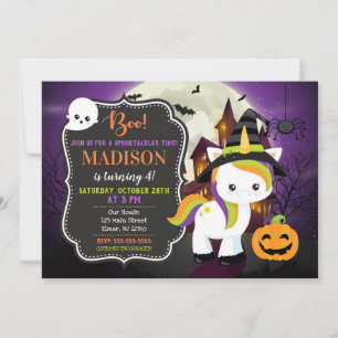Convite de Aniversário do Unicorn Halloween