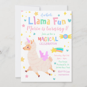 Convite de Aniversário do Unicórn Magical Llamacor