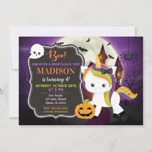 Convite de Aniversário do Unicórnio Halloween