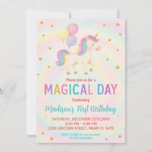 Convite de Aniversário do Unicórnio Roxo e Teal