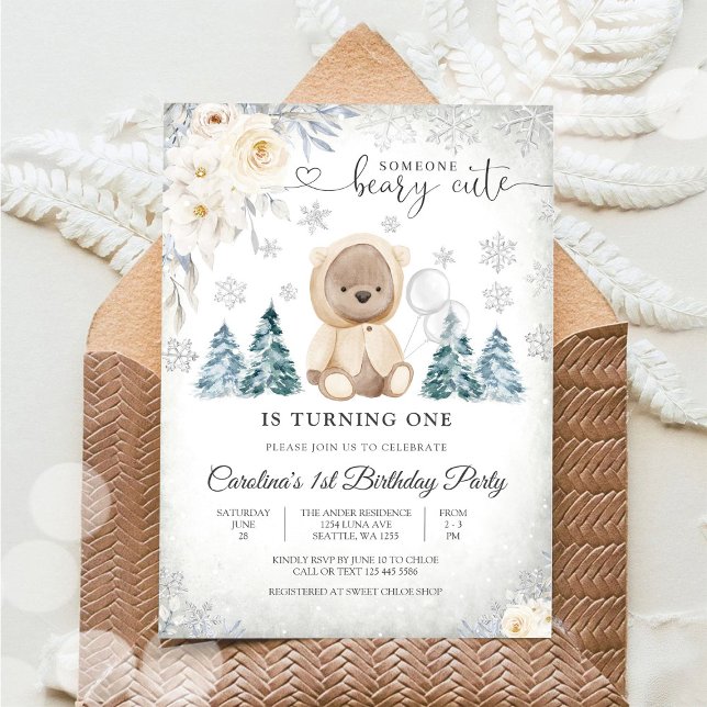 Convite de Aniversário do Ursinho de Inverno (Criador carregado)