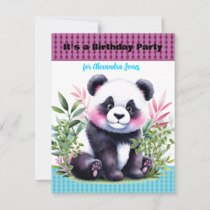 Convite de Aniversário do Ursinho Panda Pequeno