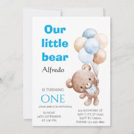 Convite de Aniversário do Urso Balão