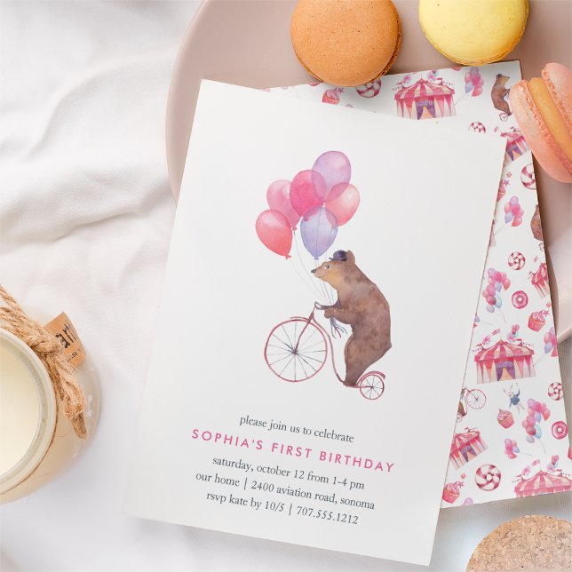 Convite de aniversário do Urso de Circo Vintage (Criador carregado)