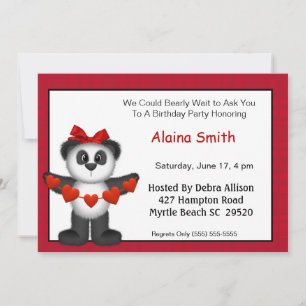 Convite de Aniversário do Urso de Panda