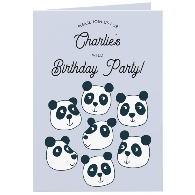 Convite de aniversário do Urso de Panda Gigante (Cute panda bear themed personalized kids birthday party invitation)