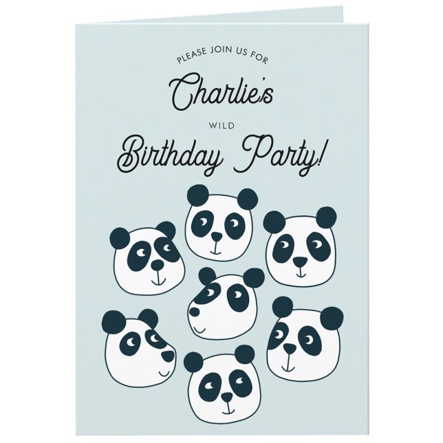 Convite de aniversário do Urso de Panda Gigante (Cute panda bear themed personalized kids birthday party invitation)