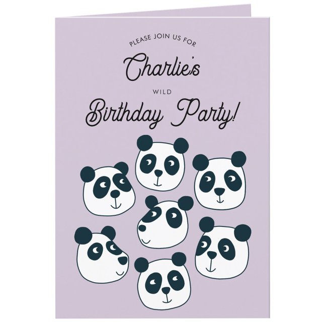 Convite de aniversário do Urso de Panda Gigante (Cute panda bear themed personalized kids birthday party invitation)