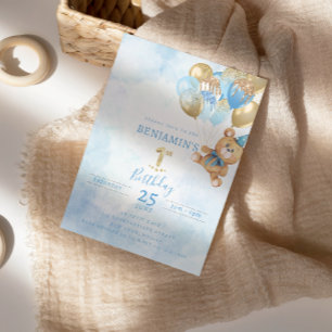 Convite de Aniversário do Urso de Teddy primeiro a