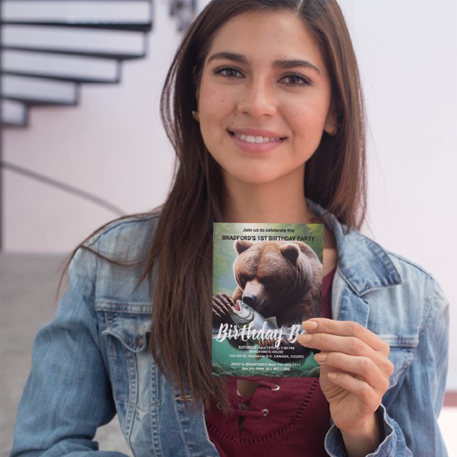 Convite de Aniversário do Urso Majestoso (Criador carregado)