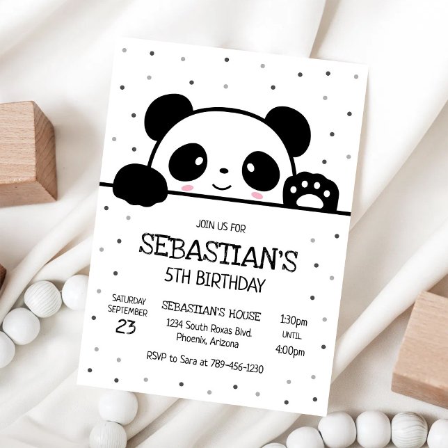 Convite de Aniversário do Urso Panda (Criador carregado)